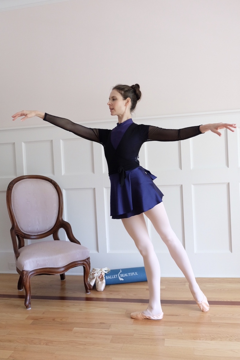 Arabesque lift in Ballerina Booty & Legs workout in 3 Quick Moves with Ballet Beautiful and Mary Helen Bowers