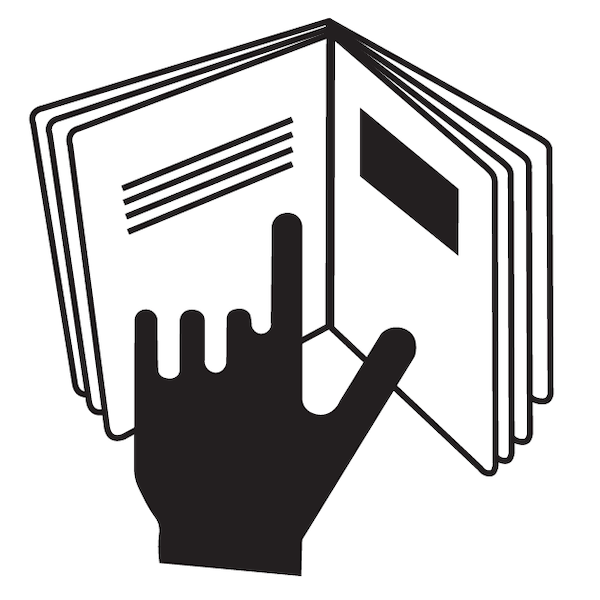 Open Book with Hand Pointing Symbol
